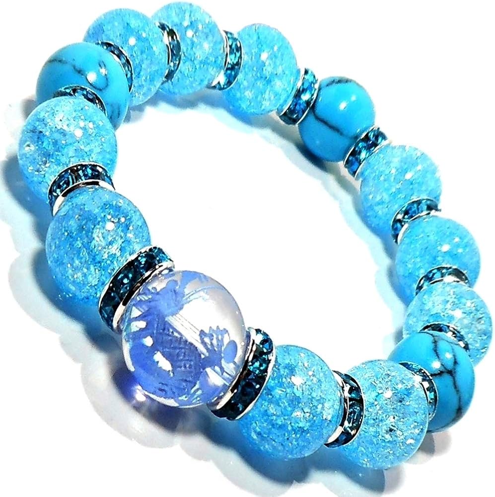 Amazon | 五爪皇帝龍のブレスレット◇青彫皇帝龍水晶/14ミリ×ブルー