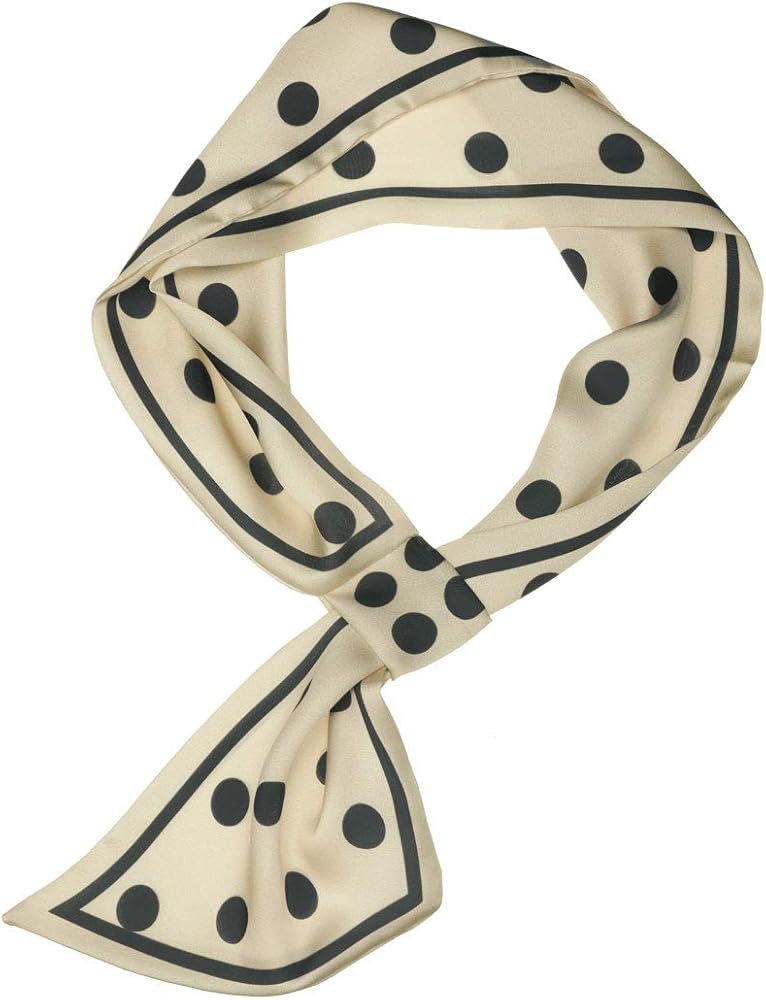 Allegra K Women Polka Dots Bevel Small Skinny Scarf Oblique Neck