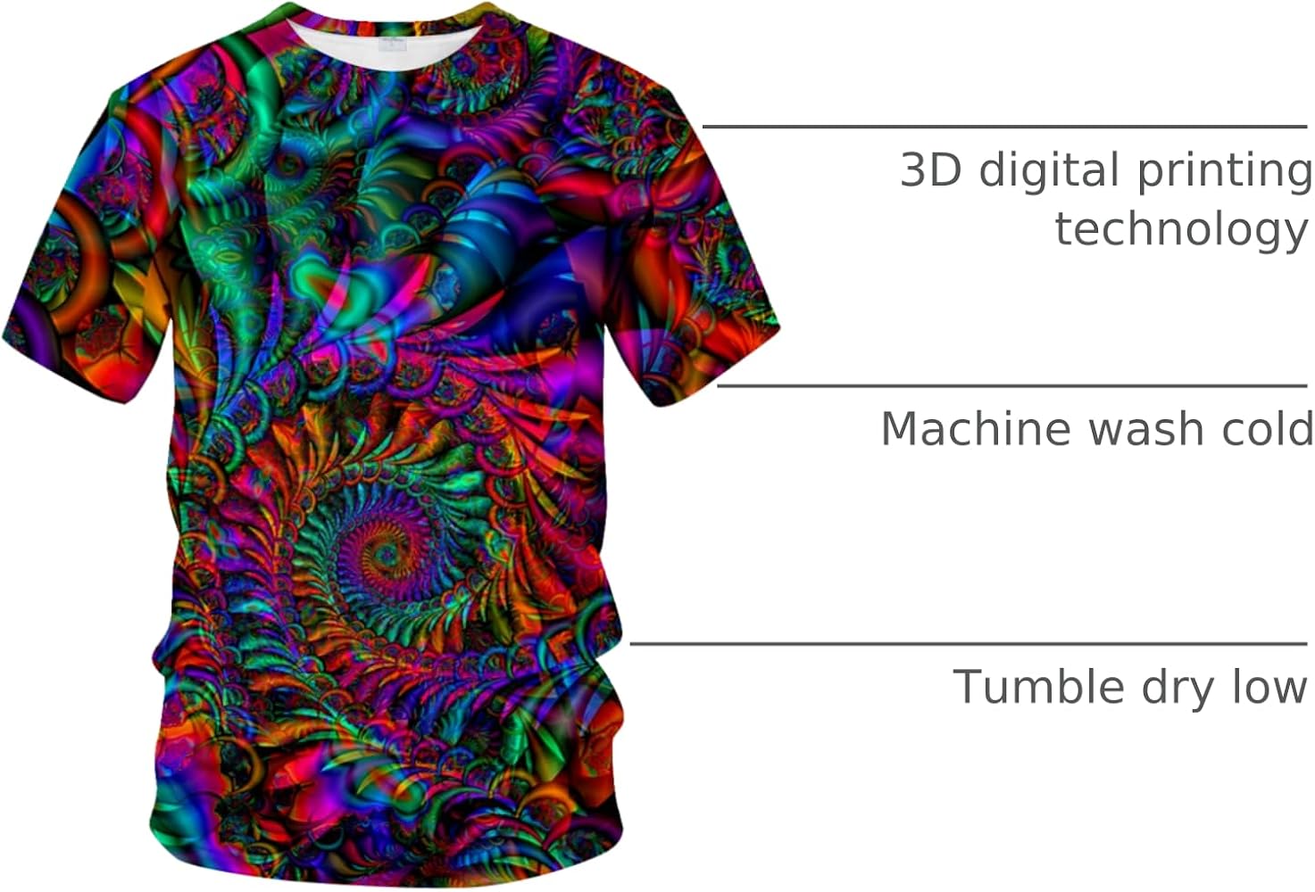 Amazon.com: Hisayhe Trippy T-Shirt 3D Printed Psychedelic Tie Dye