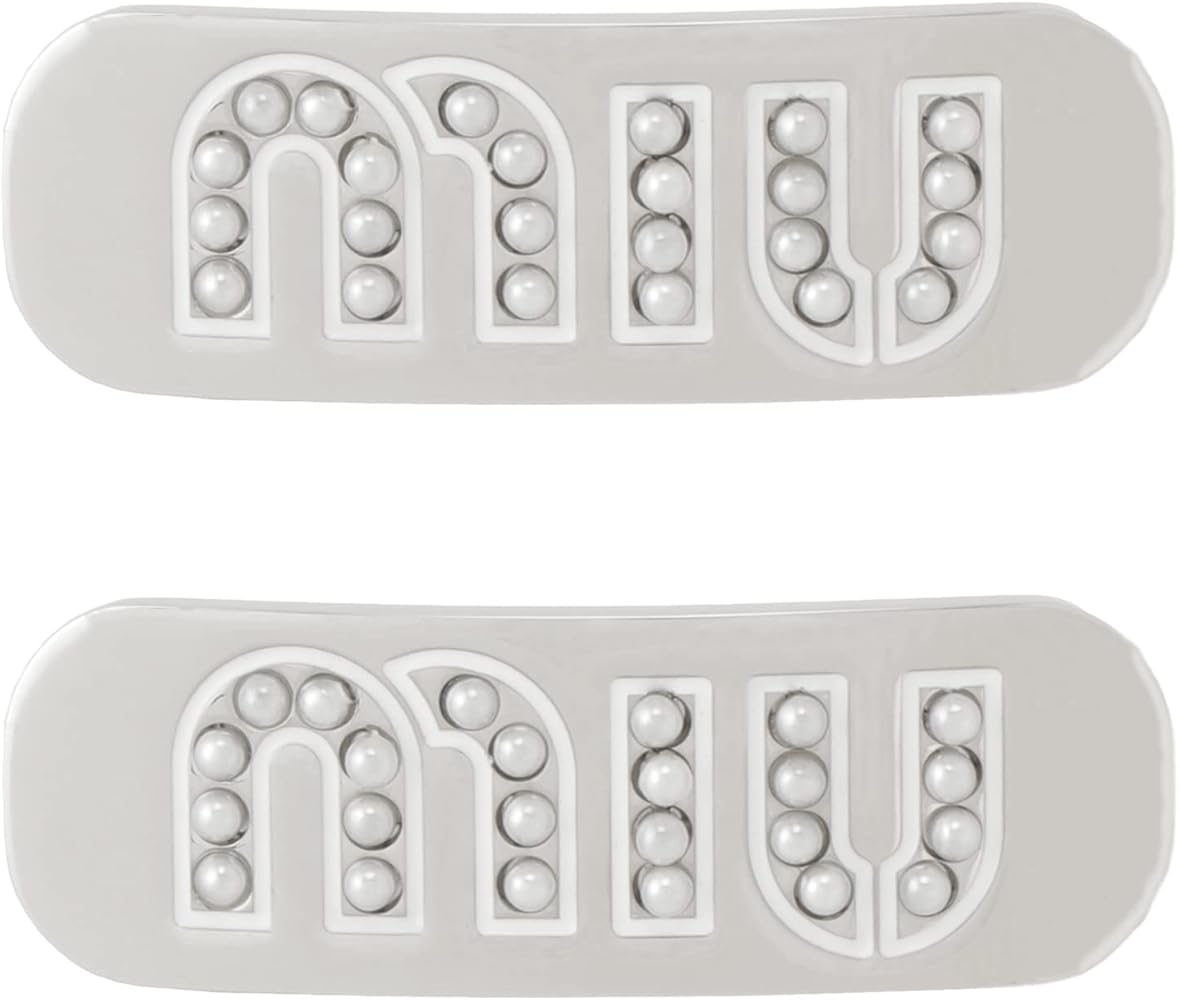 Amazon | MIUMIU ロゴ パール ヘアクリップ 2個セット バレッタ