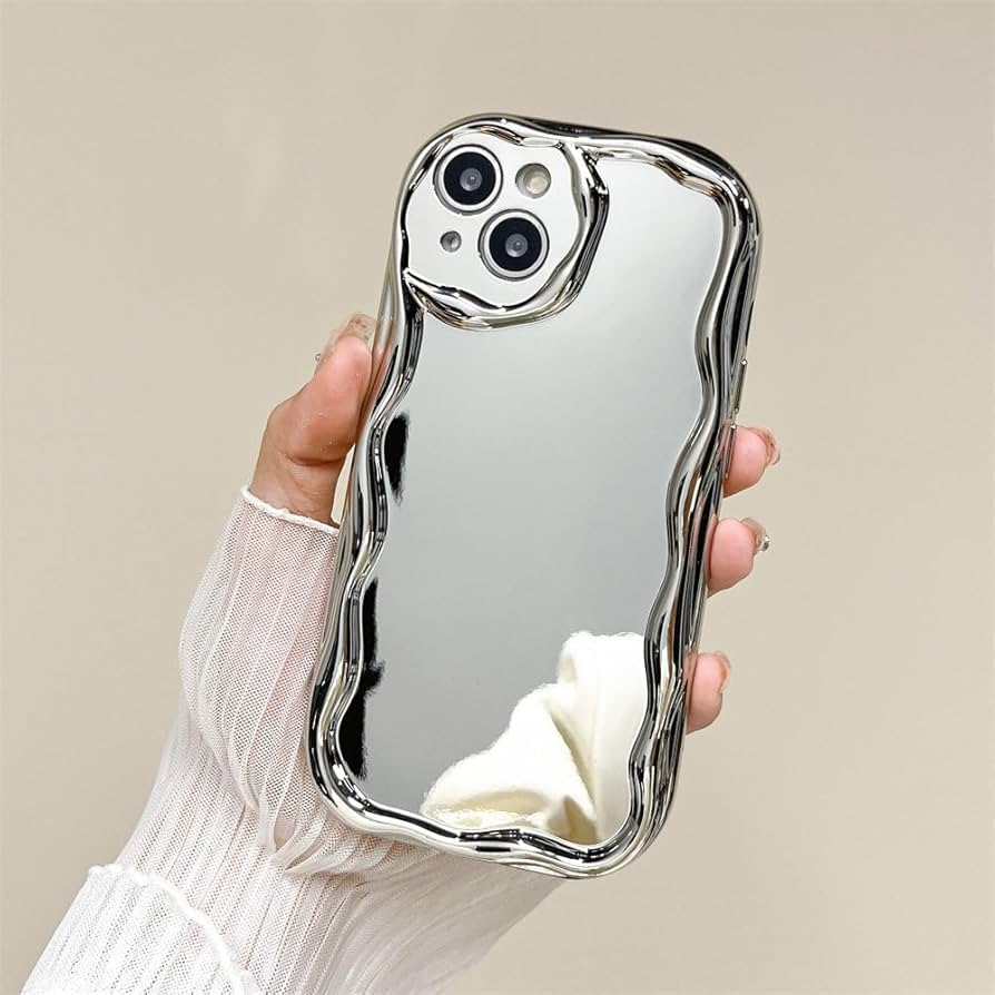 Amazon.co.jp: 3D カーリーウェーブ シルバー ミラー ケース iphone 14