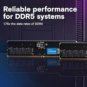Crucial 32GB DDR5 RAM, 4800MHz CL40 Desktop Memory, UDIMM 288-Pin