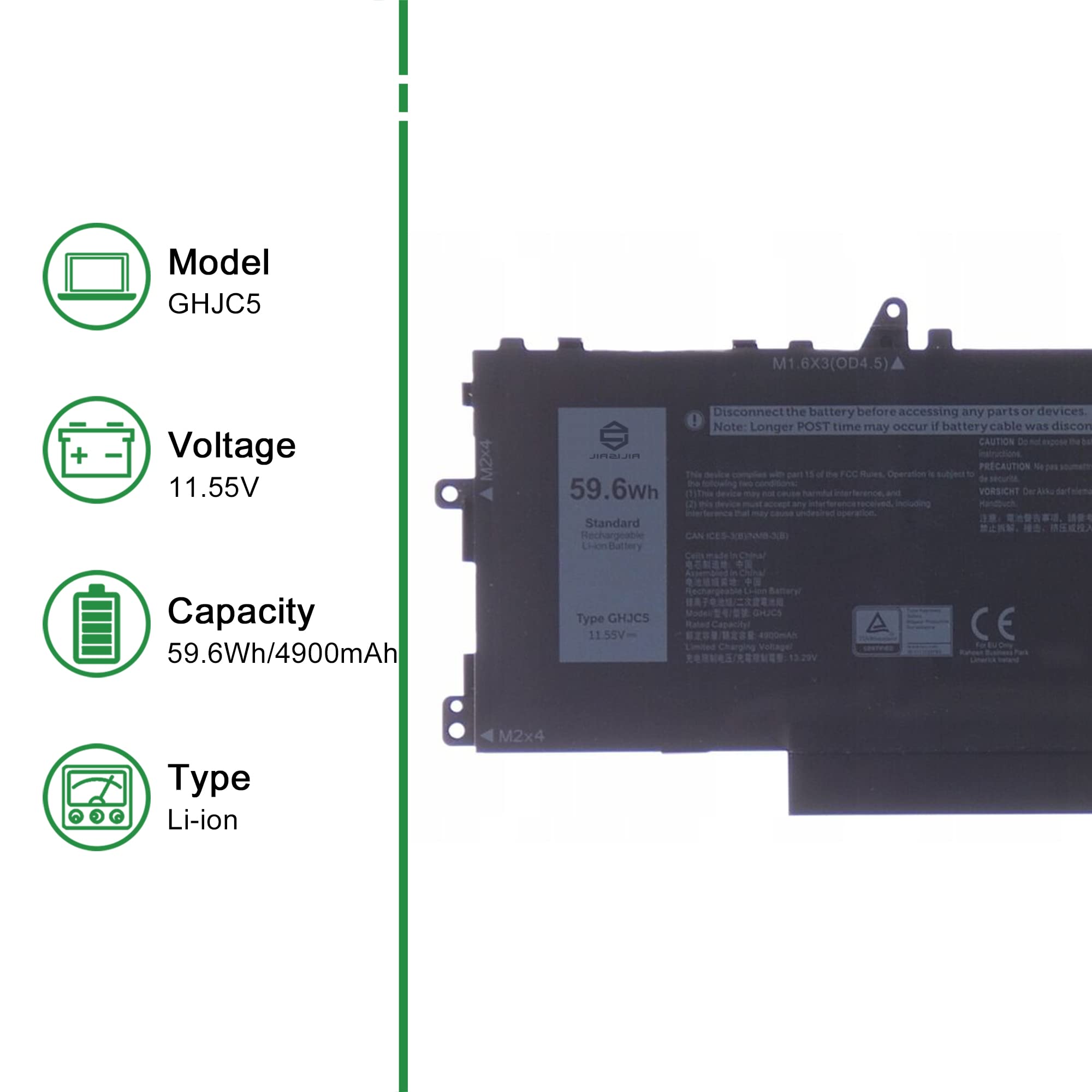 Amazon.com: JIAZIJIA GHJC5 Laptop Battery Replacement for Dell