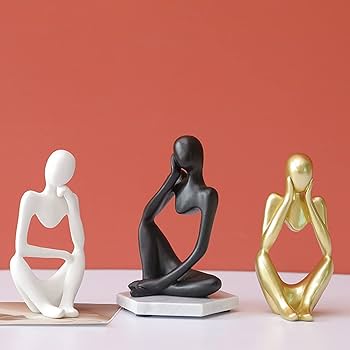 Amazon.co.jp: 3ピース 考える人の像 抽象彫刻 モダン 考える人 人体