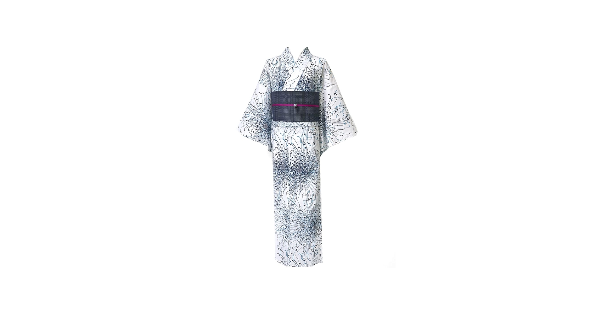 Amazon | [dear-japan]浴衣 乱菊 白地 古典柄 綿 白 紺 ネイビー