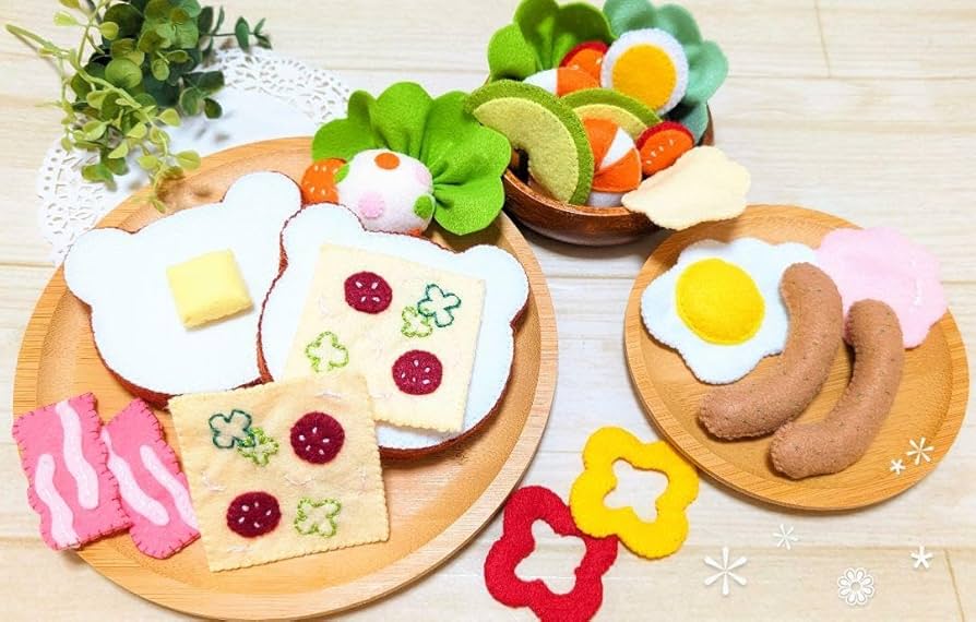 Amazon | おままごと フェルト モーニングセット パン ピザトースト