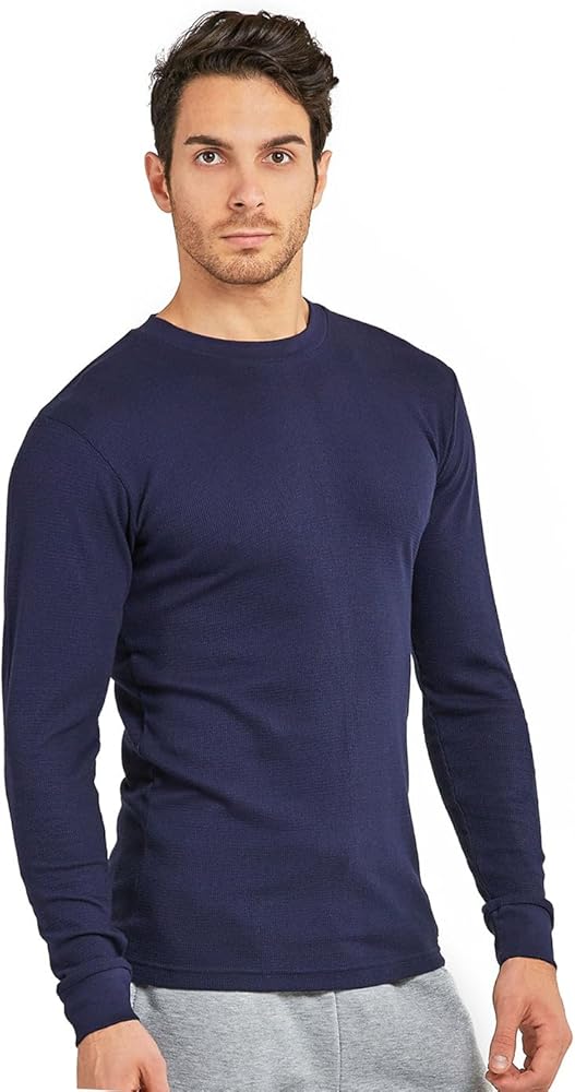 Men's Classic Fit Waffle-Knit Heavy Thermal Shirt (S, Navy) at