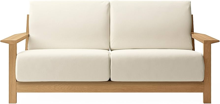 Amazon｜無印良品 洗いざらし綿帆布カバー 生成 ソファ本体木製