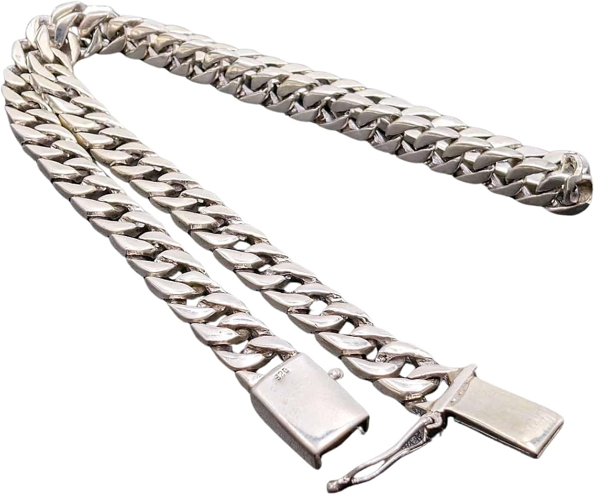 Amazon | 45cm 幅8mm シルバー925 ネックレス マイアミキューバン