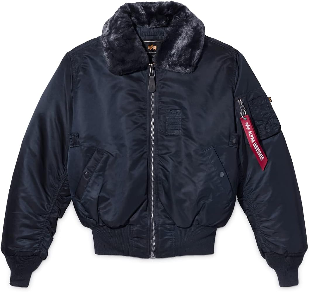 Alpha Industries Men's B-15 Flight Jacket (S, Replica Blue) at
