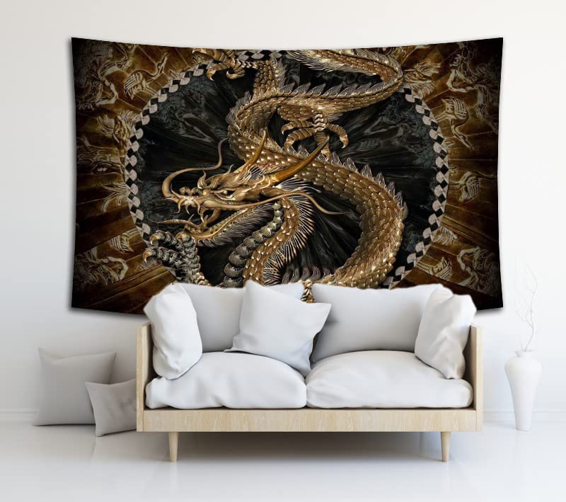 Amazon.co.jp: 龍ドラゴン竜絵 玄関 龍の飾り 壁掛け 風水グッズ 金竜