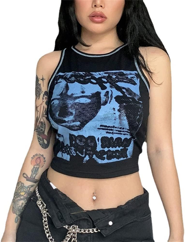 LXYZXZ Women's Sleeveless Crop Tank Top Short Tank Y2K Tops Y2k