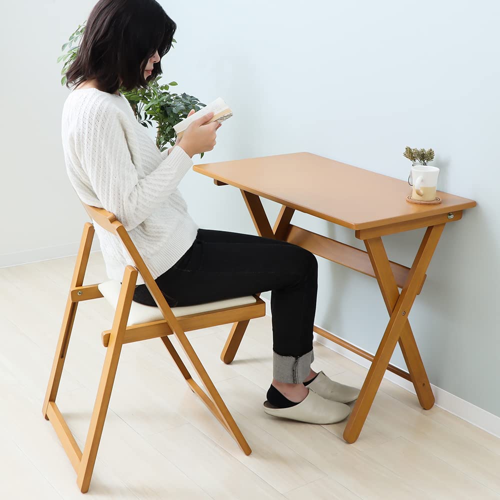 Amazon.co.jp: ヤマソロ デスク チェアセット 木製 折りたたみデスク