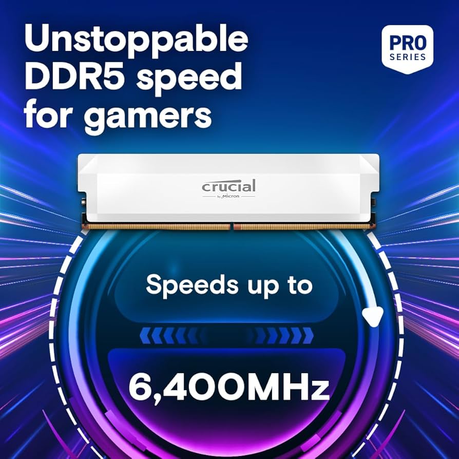Crucial Kit Pro DDR5 RAM 32GB (2x16GB) 6400MHz CL38, Overclocking