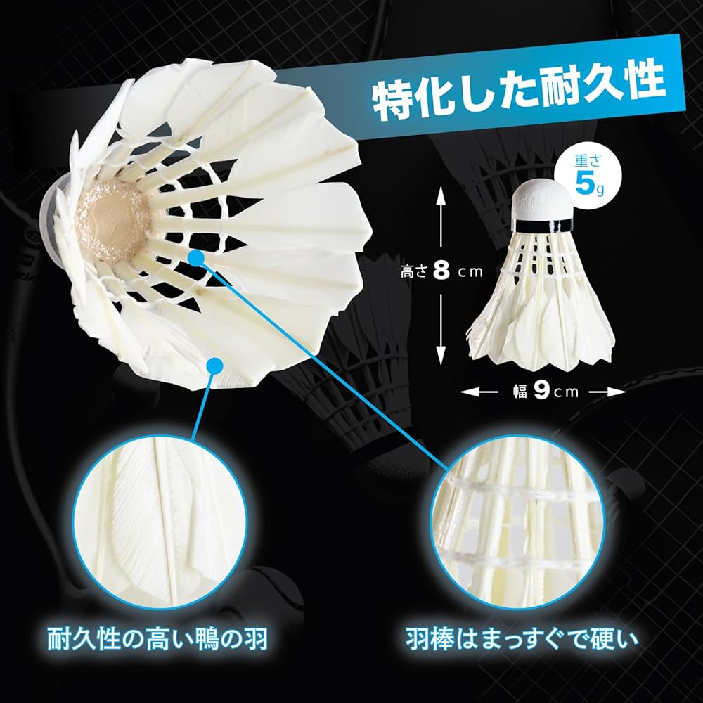 Amazon | にしはや バトミントン シャトル 羽毛 12個セット 耐久性 の