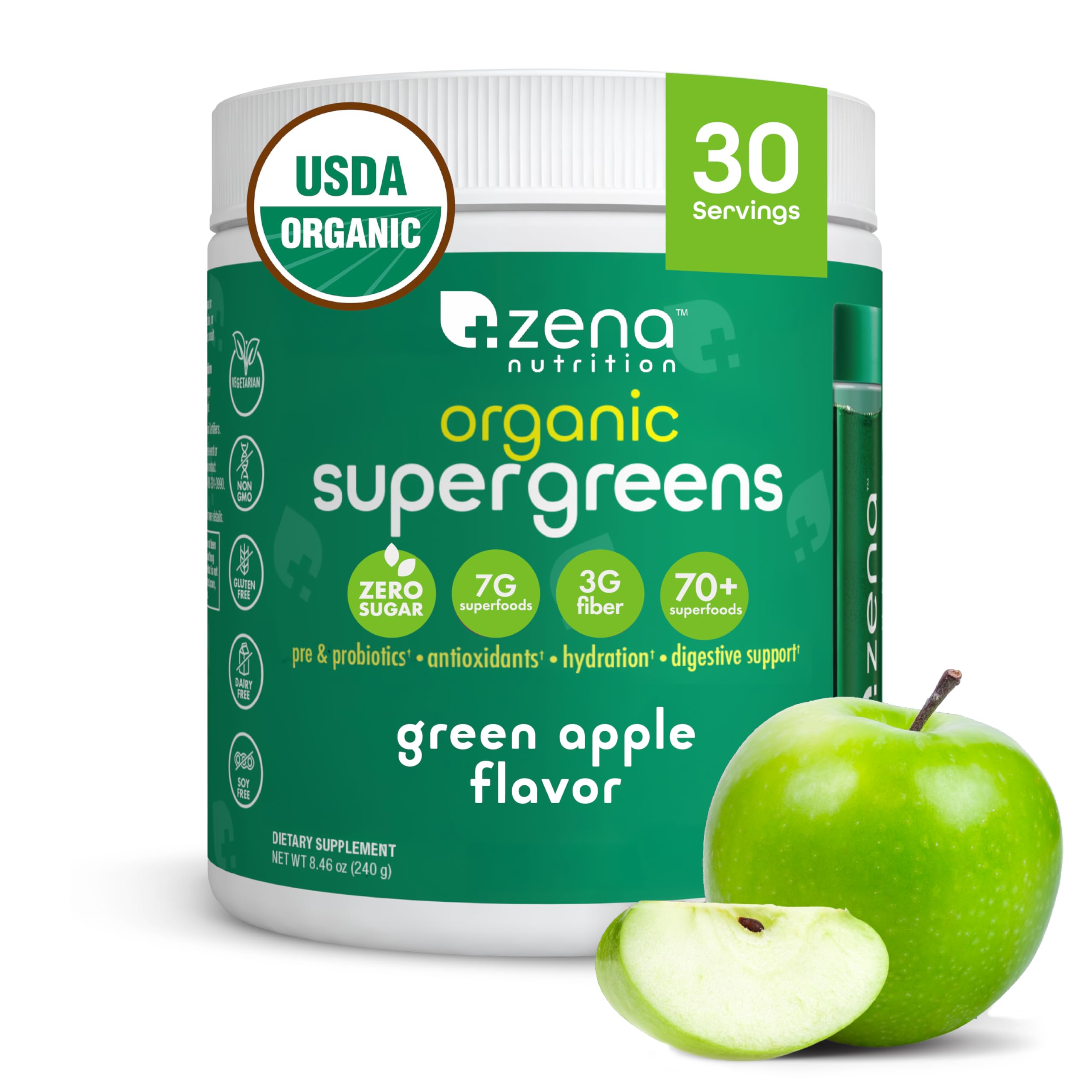 Amazon.com: Zena Nutrition Organic Super Greens Powder, 70+