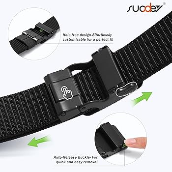 SUOSDEY Men's Nylon Ratchet Belt with Automatic Metal Buckle