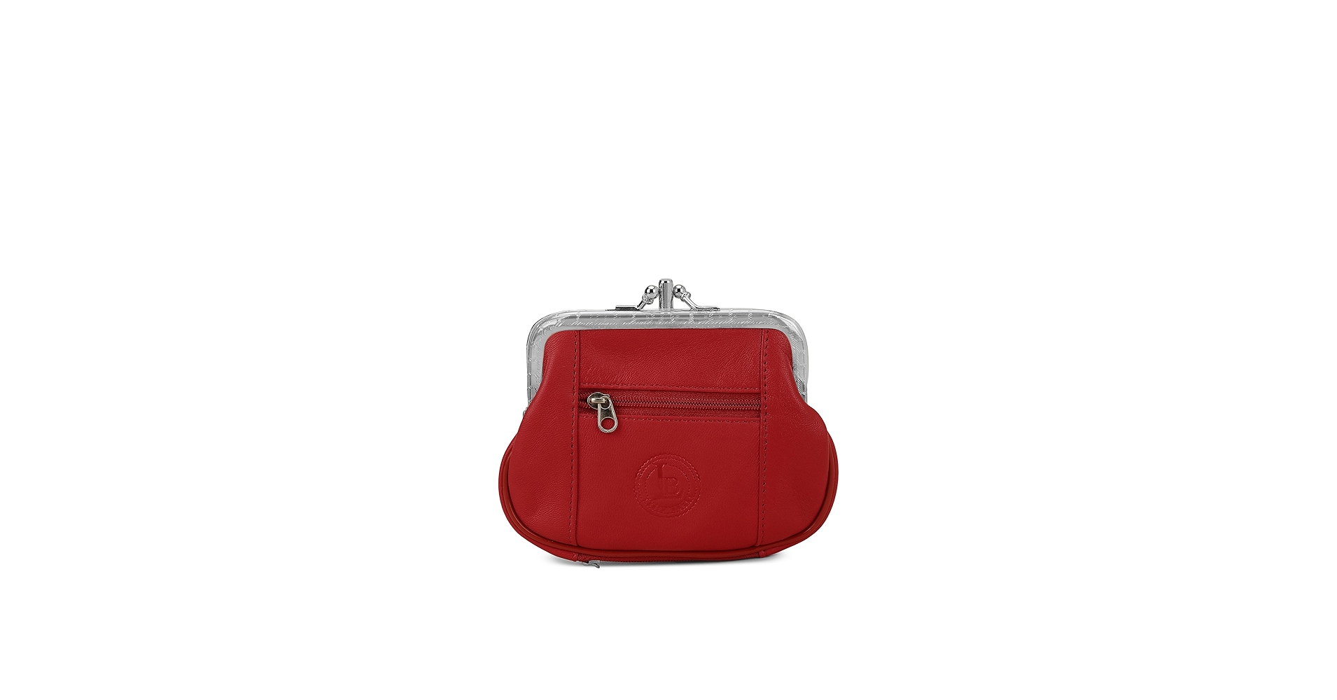 Amazon.com: Women's Leather Metal Frame Double Clasp Zipper Coin