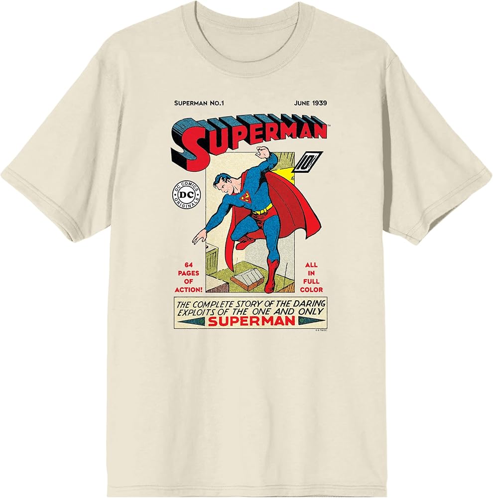 Superman 90th Anniversary DC Retro Comic Cover Art Crew Neck Short