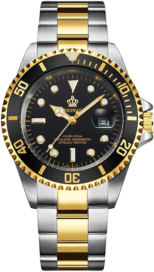 Amazon | メンズ 腕時計 ステンレス ブラック ゴールド サブマリーナ