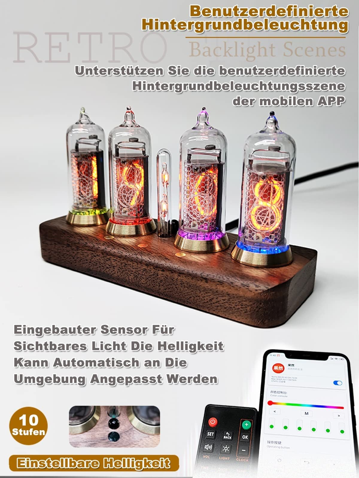 Amazon.co.jp: ヴィンテージニキシー管時計、電子LEDグロー管時計、IN