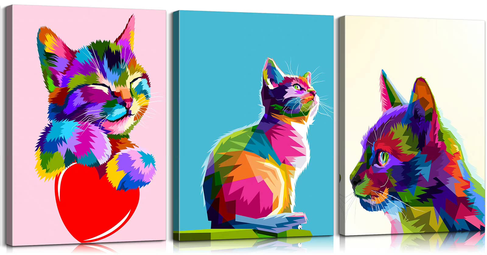 Amazon.co.jp: Mistyefly 3ピース カラフル ポップ 動物 写真 壁装飾