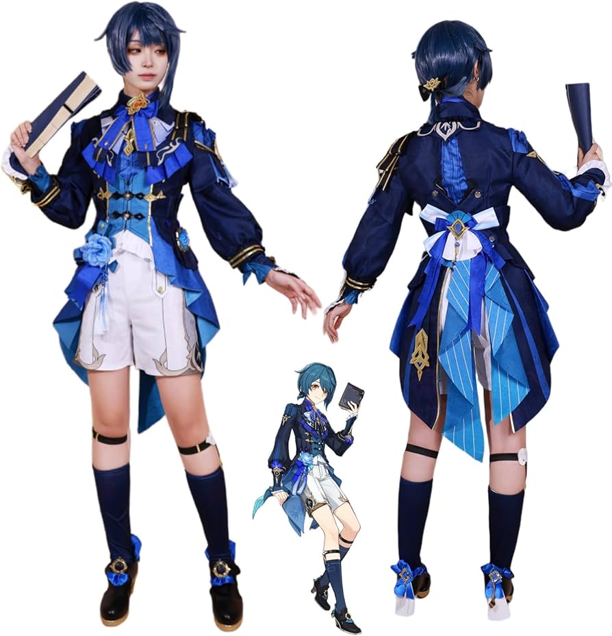 Amazon.co.jp: 原神 行秋 ゆくあき コスプレ衣装セット 海灯祭
