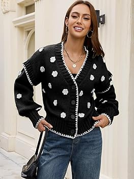 Amazon.com: EZAPINE Womens Floral Cardigan Sweater Chunky Knit