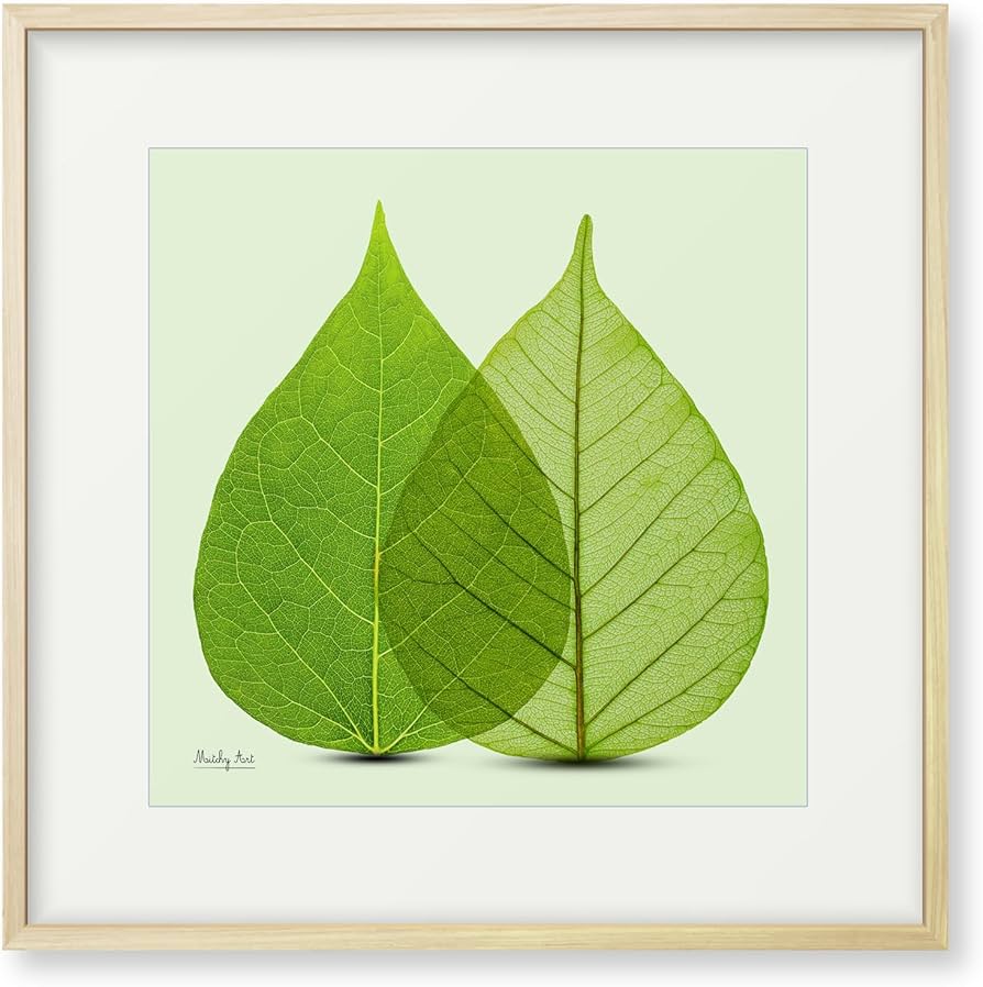 Amazon.co.jp: 絵画「葉のよりそい」インテリア 絵 花 アートパネル 額