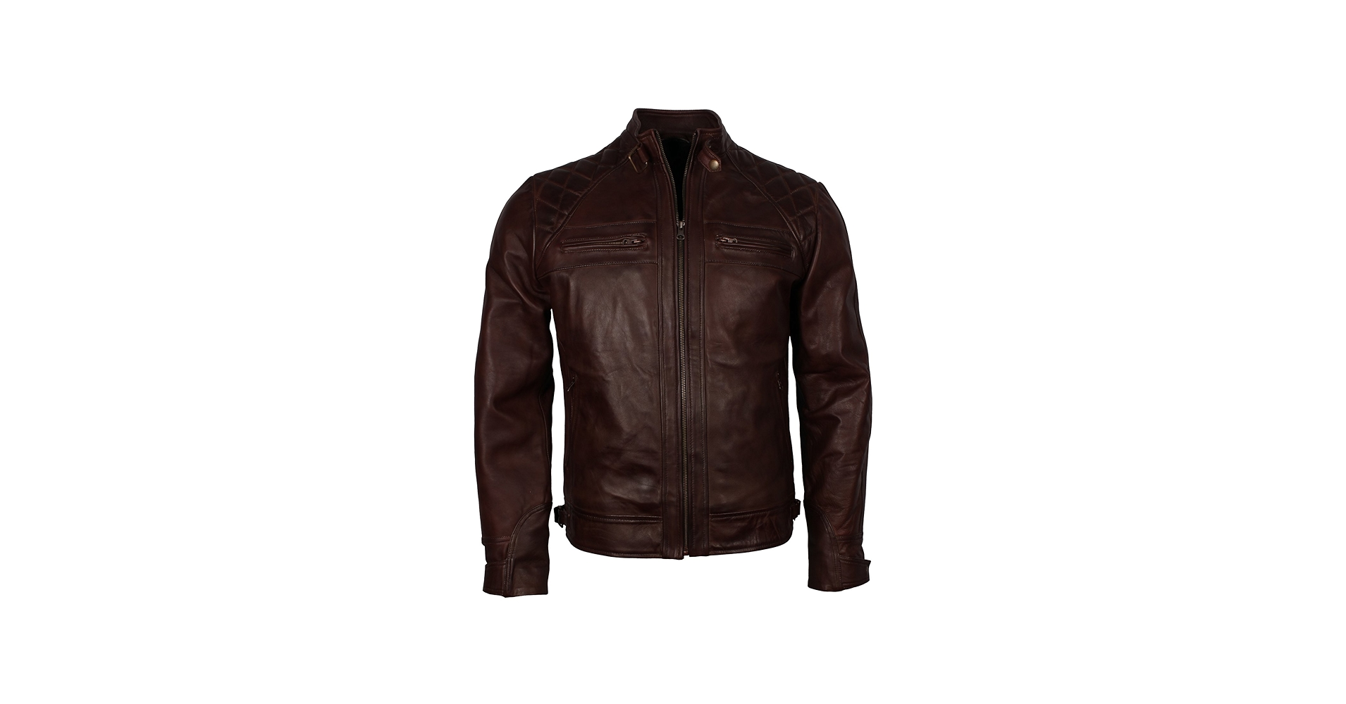 Mens Dark Chocolate Brown Motorbikers Classic Vintage Riders