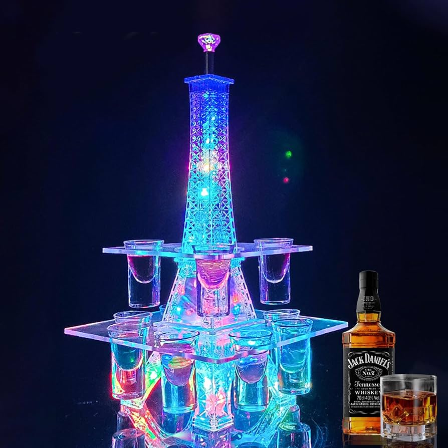 Amazon｜QuiExact テキーラ観覧車 エッフェル塔 LED酒ボトルの表示棚