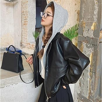 Amazon | [BLZXIAN] レディース フェイクレザー 偽2枚 ジャケット