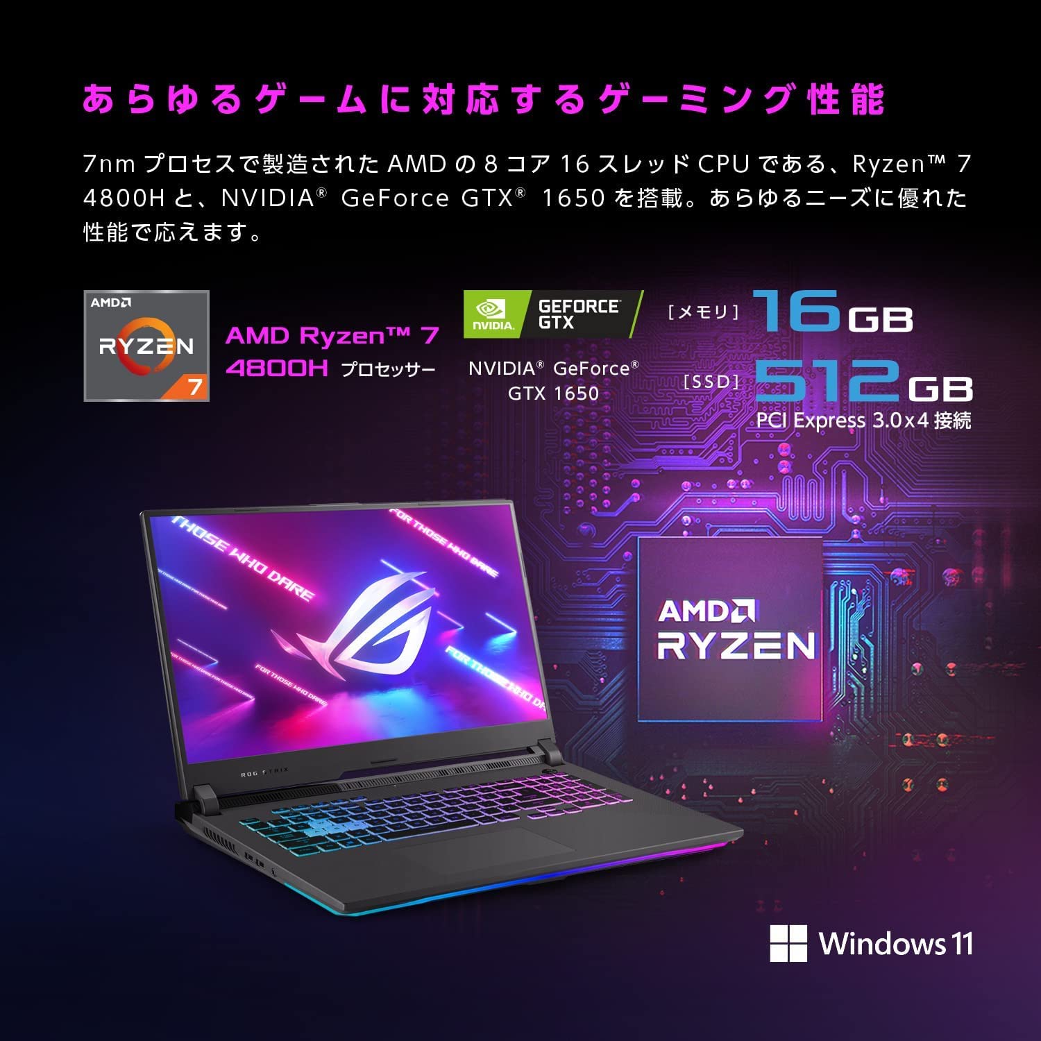 Amazon.co.jp: ASUS ゲーミングノートPC ROG Strix G17 G713IH (AMD
