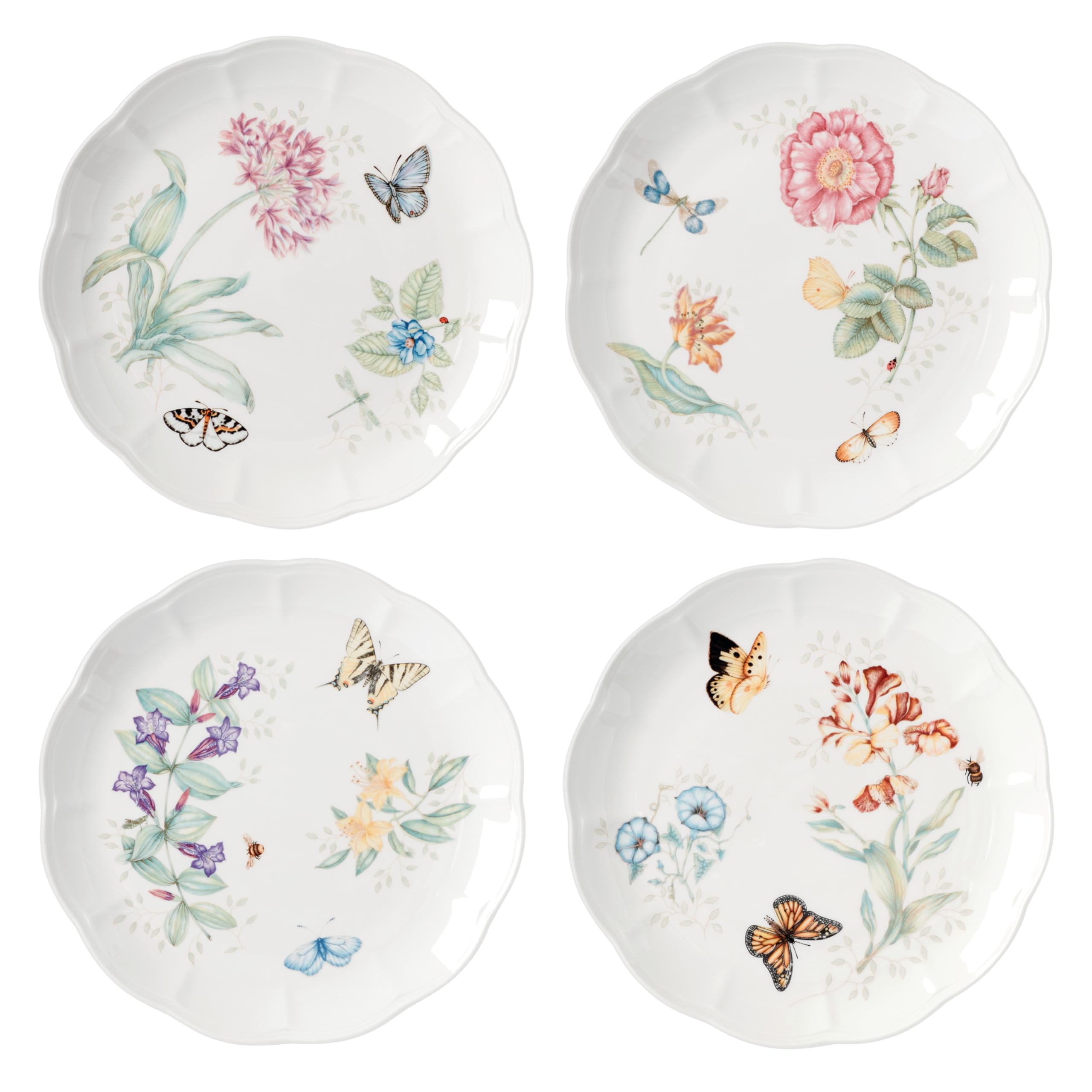 Amazon.co.jp: Lenox Butterfly Meadow 4ピースディナープレートセット