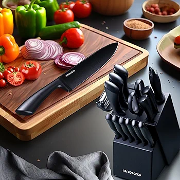 Amazon.com: RAXCO 17-Piece Knife Sets with Block for Kitchen | All