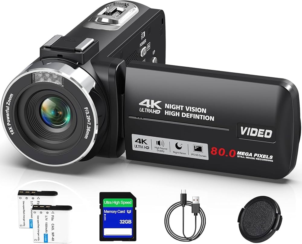 Amazon.co.jp: ビデオカメラ 4K録画 8000万画素 YouTubeカメラ 3.0