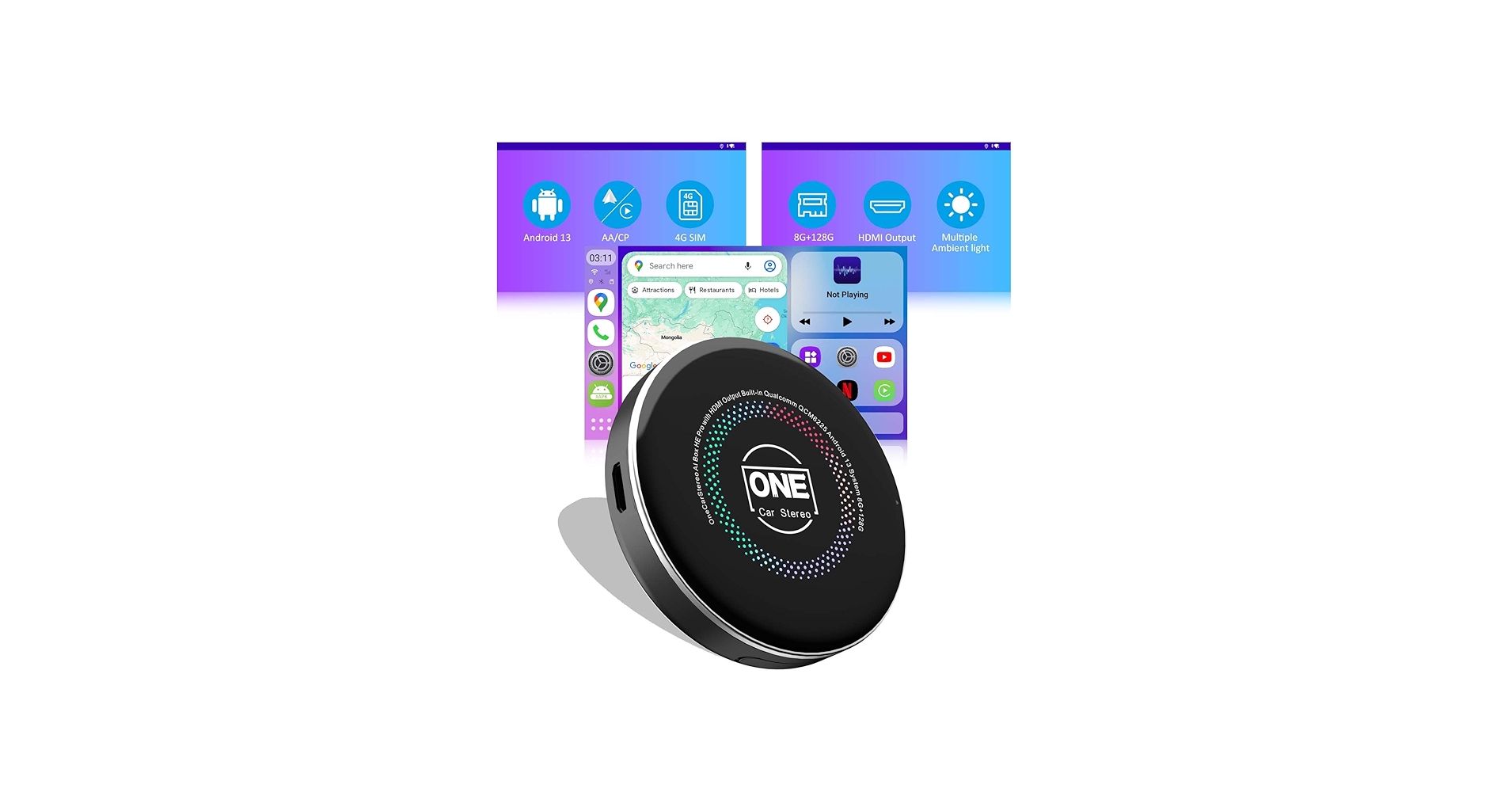 Amazon.com: OneCarStereo CarPlay Ai Box HE Pro with Android 13