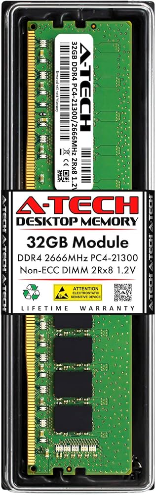 A-Tech 32GB DDR4 2666 MHz UDIMM PC4-21300 (PC4-2666V) CL19 DIMM