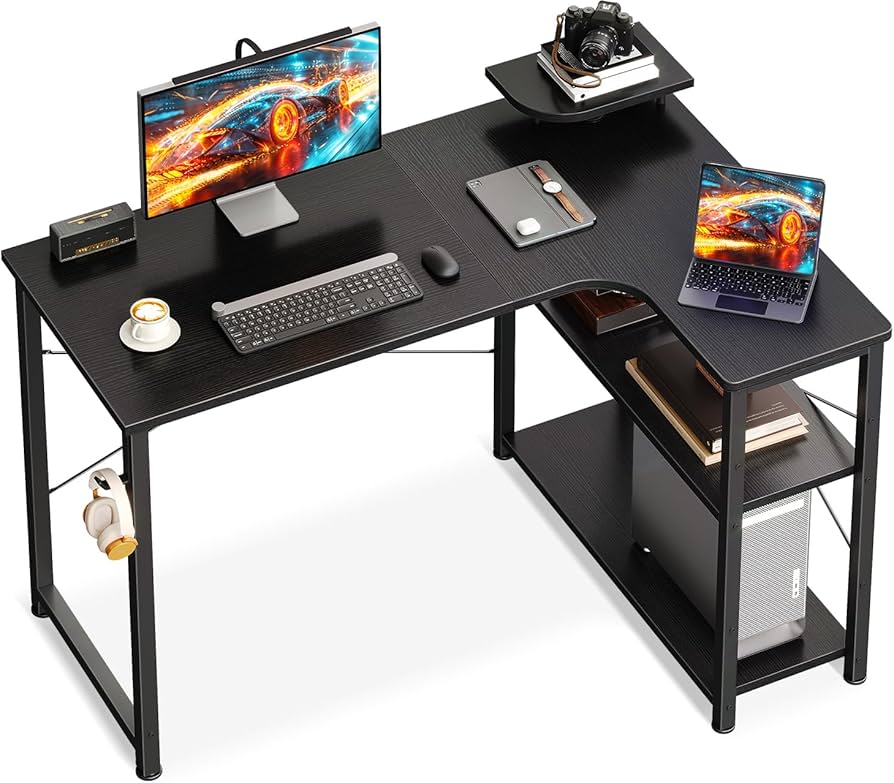 Amazon | AODK パソコンデスク L字 ゲーミングデスク 幅90 ワーク l字