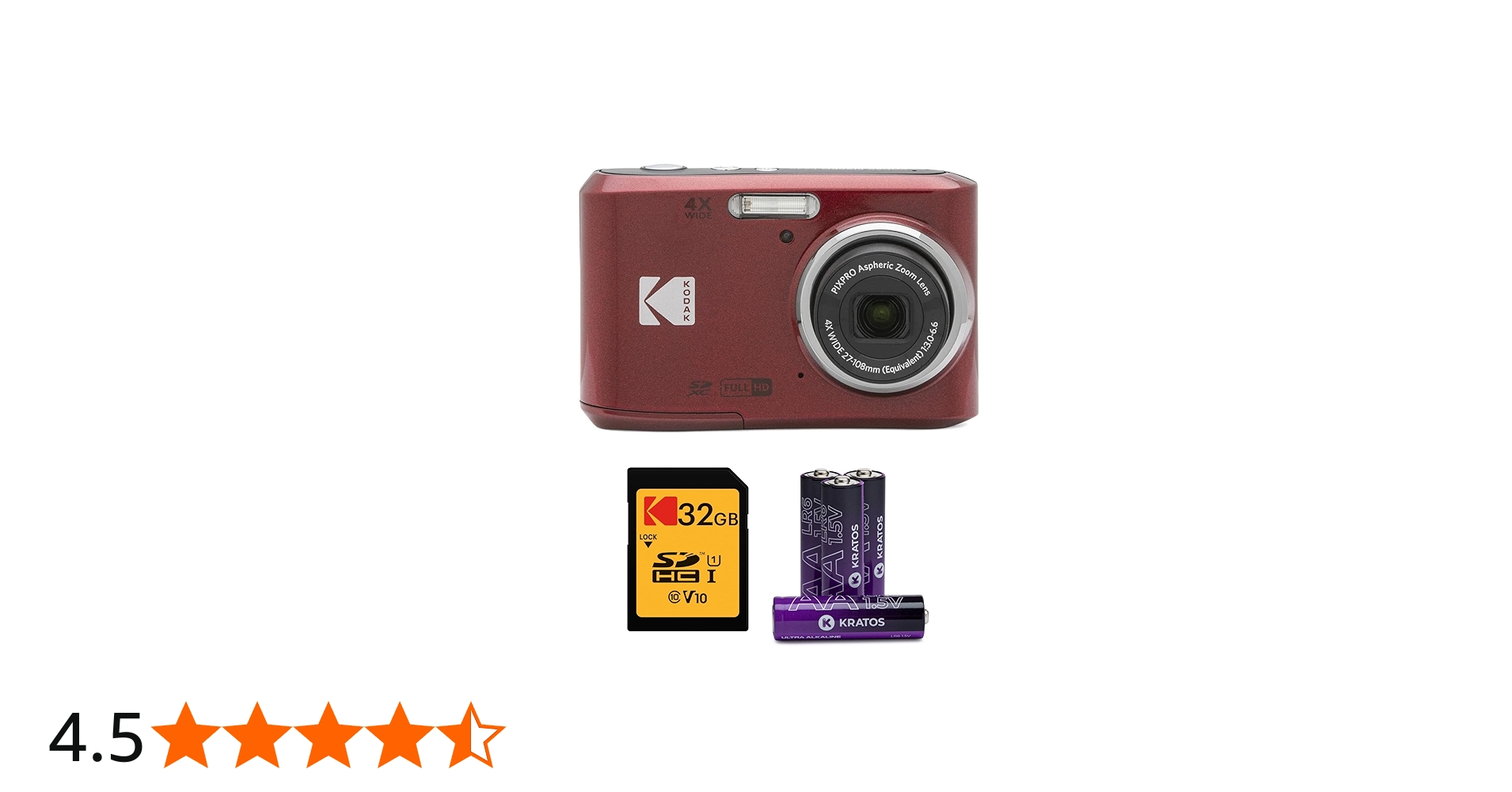 Amazon.co.jp: Kodak PIXPRO FZ45 デジタルカメラ(レッド