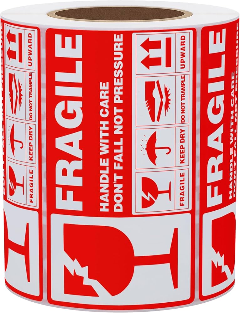 Amazon.co.jp: Hybsk fragile 割れ物注意 シール 取扱注意 シール