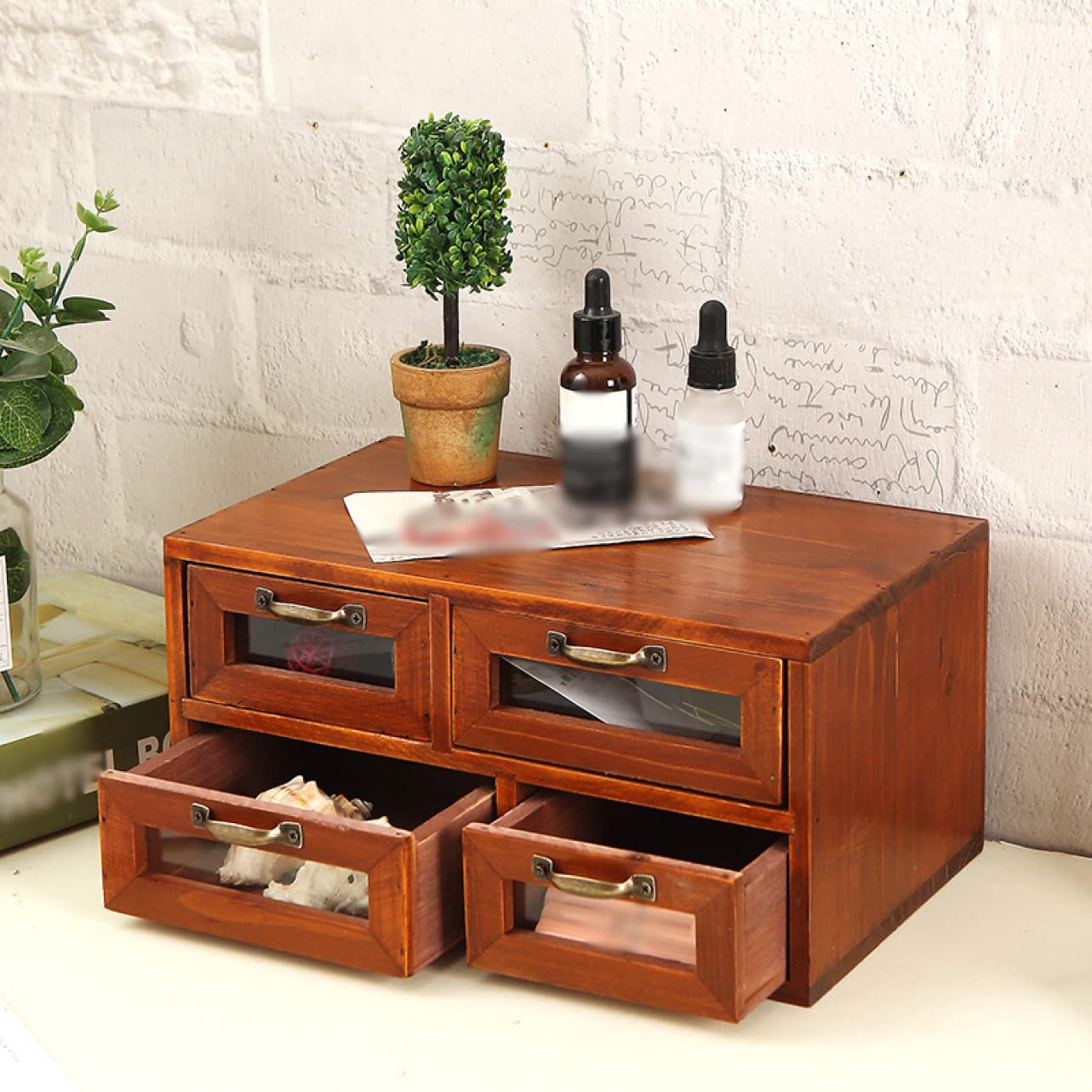 Amazon.co.jp: MJKQ9 小物収納ボックス 木製 段引き出しアンティーク