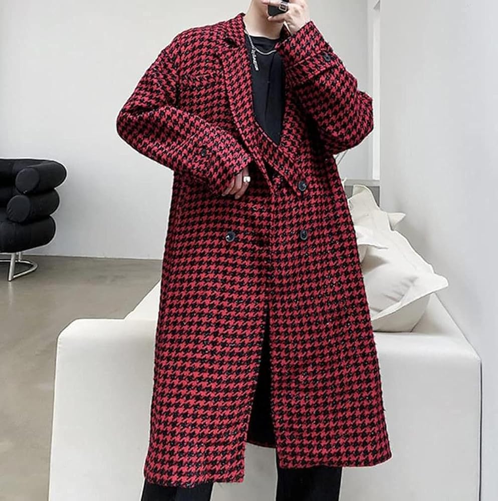 Amazon | [ODOKAY] チェスターコート メンズ チェック柄 グレン