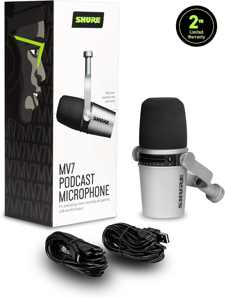 Amazon.com: Shure MV7 USB Podcast Microphone - Silver : JS