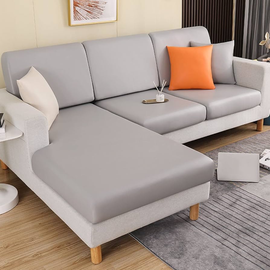 Amazon｜ソファー座面カバー 3人掛け ライトグレー 合皮 人造革 伸縮