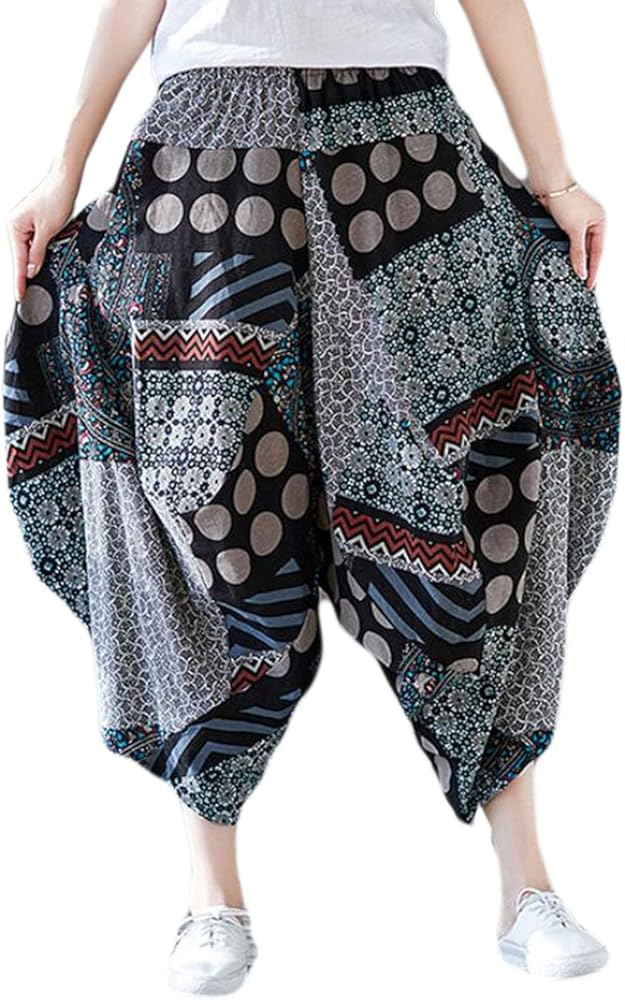 Amazon | Alppvレディース ガウチョパンツ リネン 綿 麻 パンツ ワイド