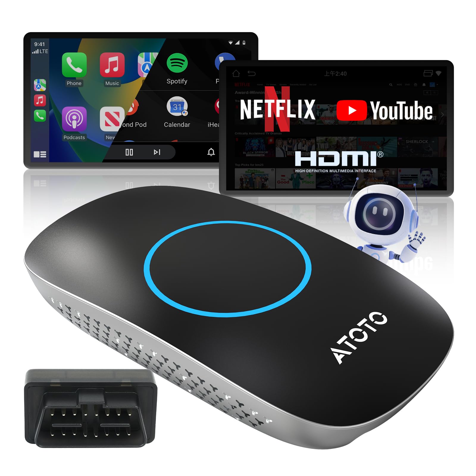 Amazon.com: ATOTOMOVE Wireless CarPlay AI Box with OBD2 Scanner