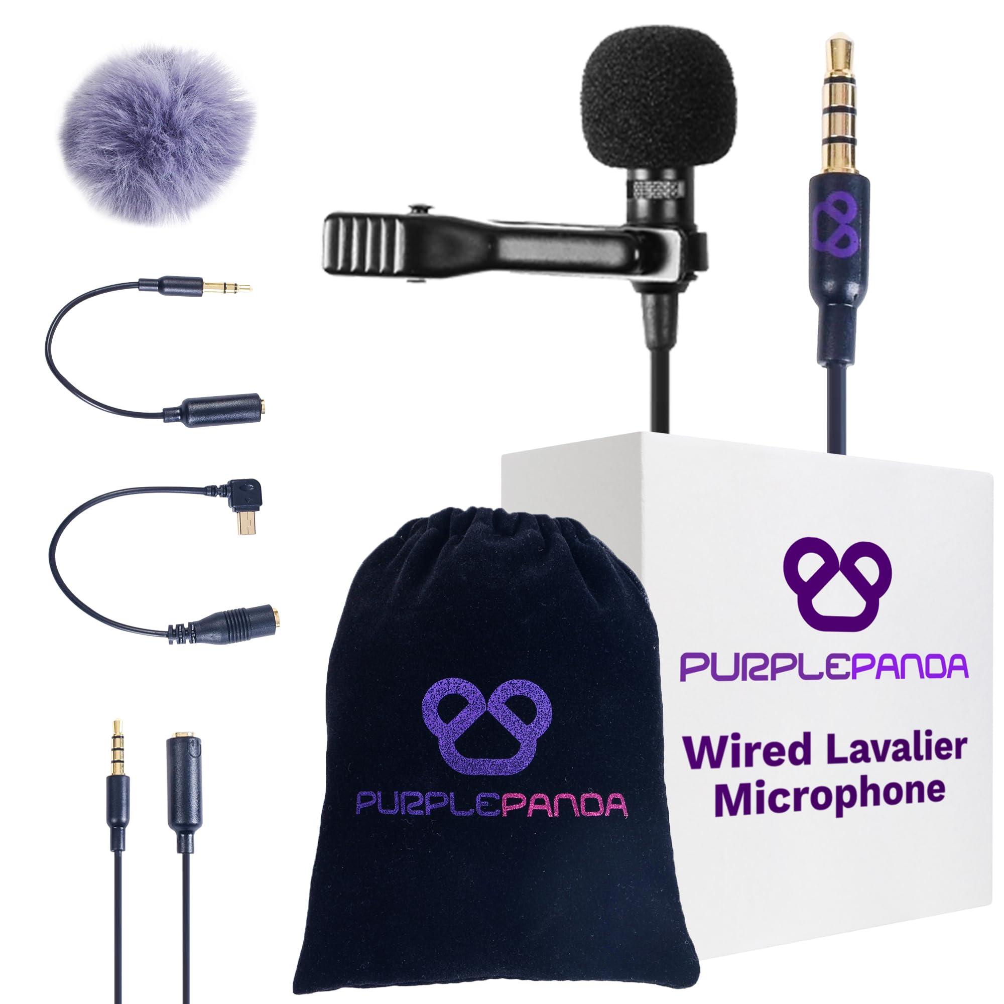 Amazon.com: Purple Panda Wired Lavalier Microphone Omnidirectional