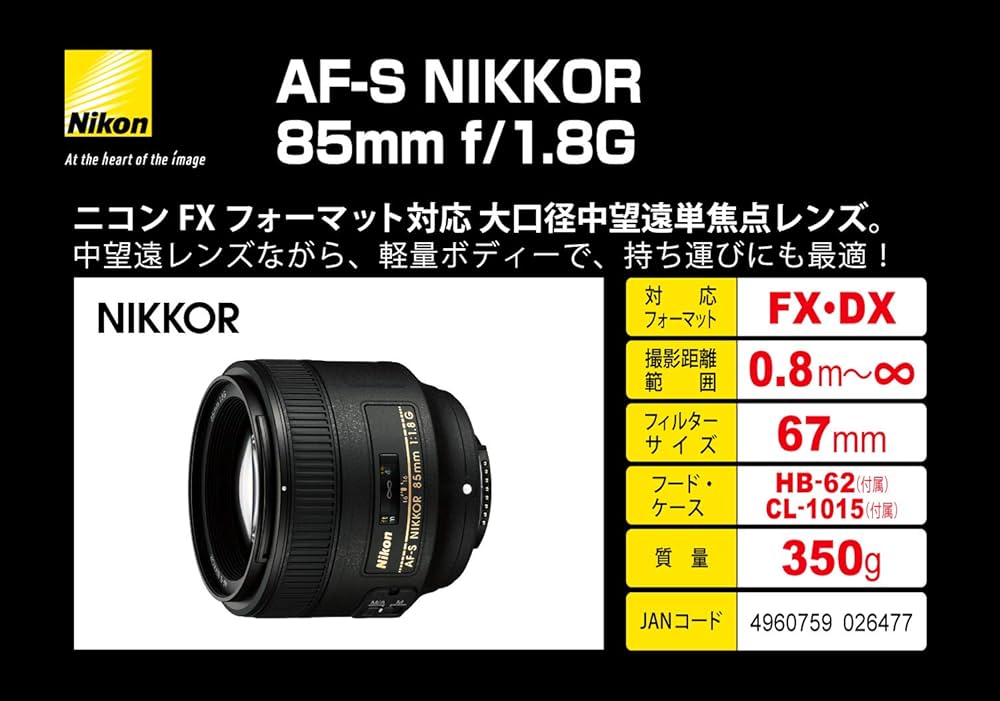 Amazon.co.jp: Nikon 単焦点レンズ AF-S NIKKOR 85mm f/1.8G フル