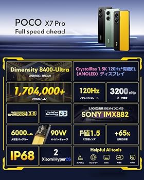 Amazon | Xiaomi POCO X7 Pro 8GB+256GB 日本語版 Simフリー